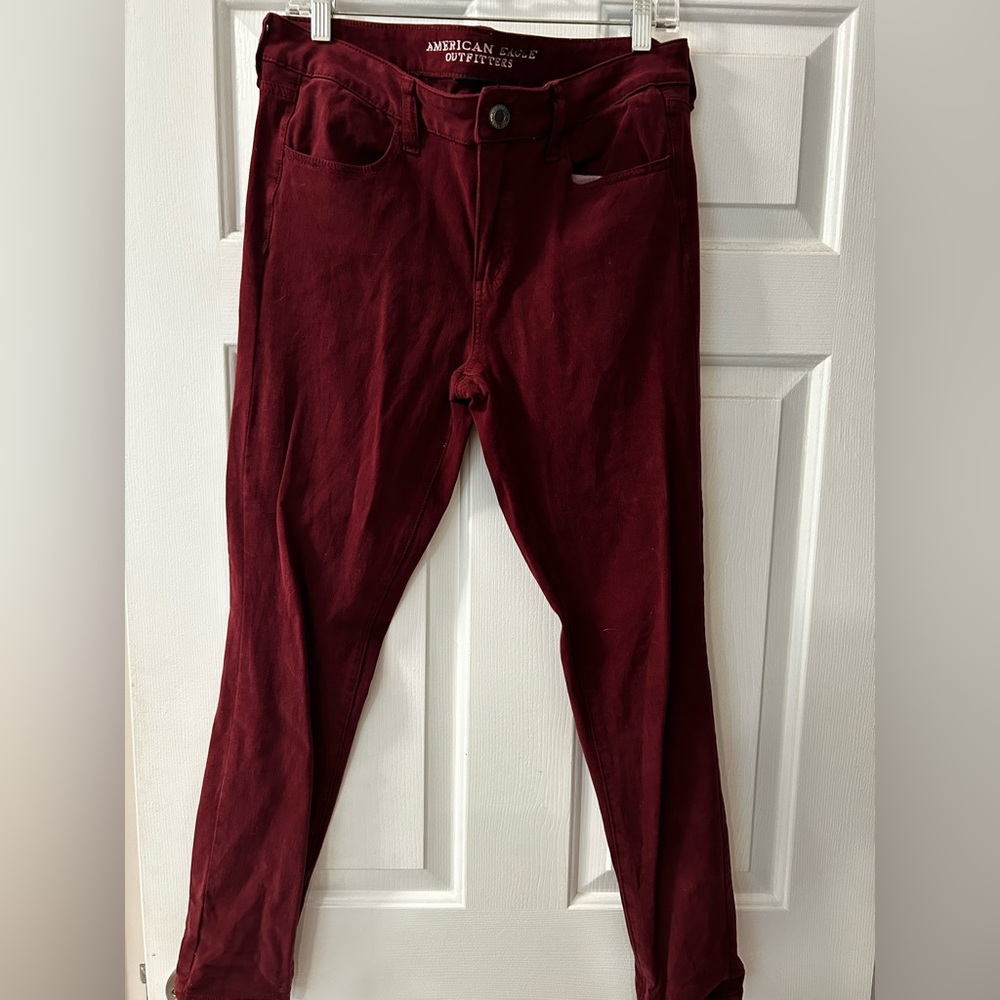 American eagle wine red jeggings.